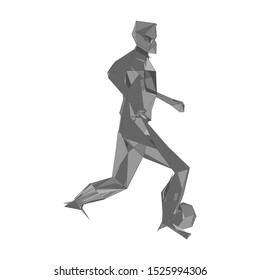 Soccer player kicking ball. Vector illustration