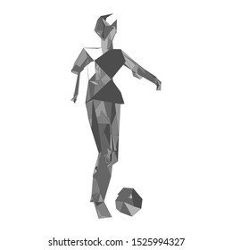 Soccer player kicking ball. Vector illustration