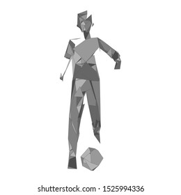 Soccer player kicking ball. Vector illustration