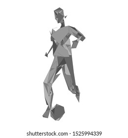 Soccer player kicking ball. Vector illustration