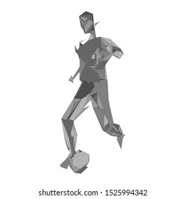 Soccer player kicking ball. Vector illustration