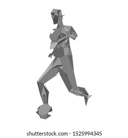 Soccer player kicking ball. Vector illustration