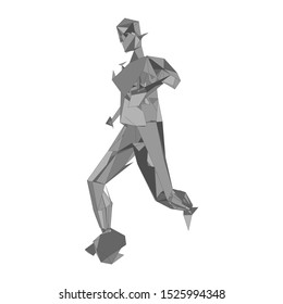Soccer player kicking ball. Vector illustration