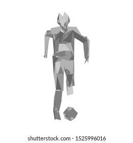 Soccer player kicking ball. Vector illustration