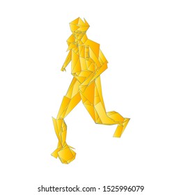 Soccer player kicking ball. Vector illustration