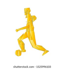 Soccer player kicking ball. Vector illustration