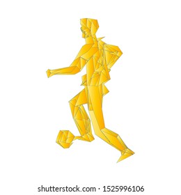 Soccer player kicking ball. Vector illustration