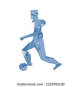 Soccer player kicking ball. Vector illustration