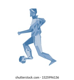 Soccer player kicking ball. Vector illustration