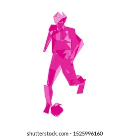 Soccer player kicking ball. Vector illustration