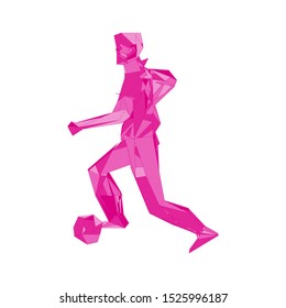 Soccer player kicking ball. Vector illustration
