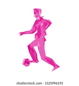 Soccer player kicking ball. Vector illustration