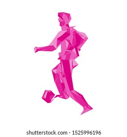 Soccer player kicking ball. Vector illustration