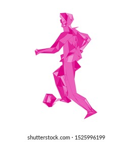 Soccer player kicking ball. Vector illustration