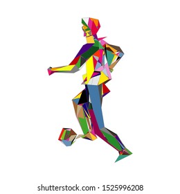 Soccer player kicking ball. Vector illustration