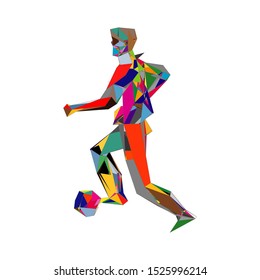 Soccer player kicking ball. Vector illustration