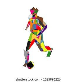 Soccer player kicking ball. Vector illustration