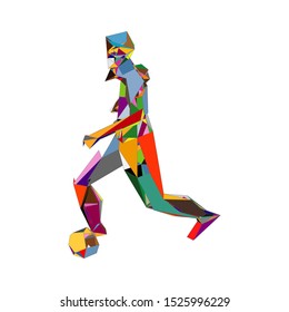 Soccer player kicking ball. Vector illustration