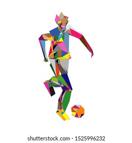 Soccer player kicking ball. Vector illustration