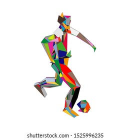 Soccer player kicking ball. Vector illustration
