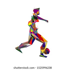 Soccer player kicking ball. Vector illustration