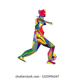 Soccer player kicking ball. Vector illustration