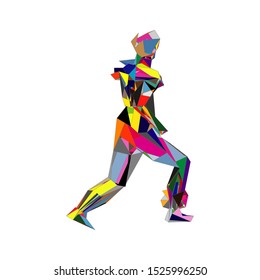 Soccer player kicking ball. Vector illustration
