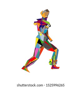Soccer player kicking ball. Vector illustration