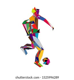 Soccer player kicking ball. Vector illustration