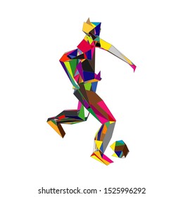 Soccer player kicking ball. Vector illustration