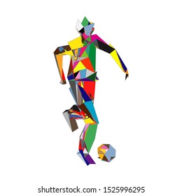 Soccer player kicking ball. Vector illustration