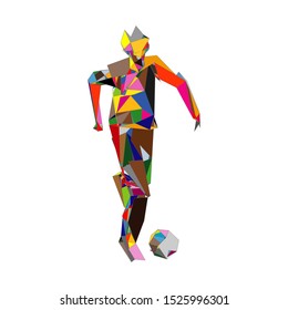 Soccer player kicking ball. Vector illustration