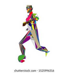 Soccer player kicking ball. Vector illustration