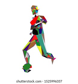 Soccer player kicking ball. Vector illustration