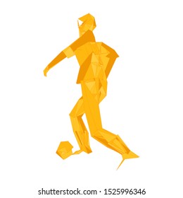 Soccer player kicking ball. Vector illustration