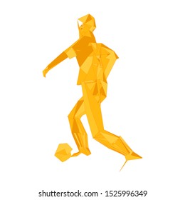 Soccer player kicking ball. Vector illustration