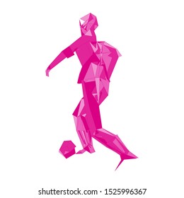 Soccer player kicking ball. Vector illustration