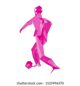 Soccer player kicking ball. Vector illustration