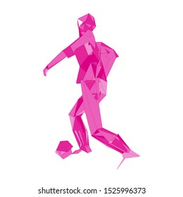 Soccer player kicking ball. Vector illustration