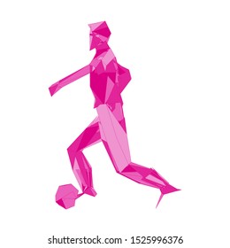 Soccer player kicking ball. Vector illustration