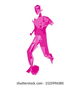 Soccer player kicking ball. Vector illustration