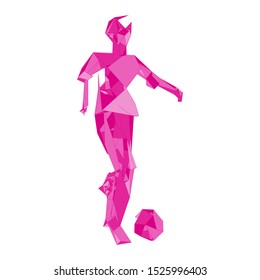 Soccer player kicking ball. Vector illustration