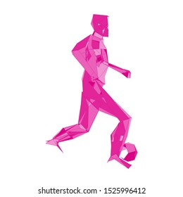 Soccer player kicking ball. Vector illustration