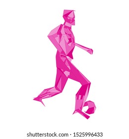 Soccer player kicking ball. Vector illustration