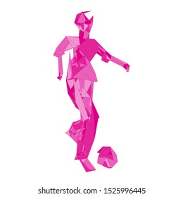 Soccer player kicking ball. Vector illustration
