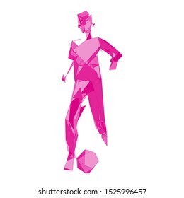 Soccer player kicking ball. Vector illustration