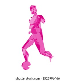 Soccer player kicking ball. Vector illustration
