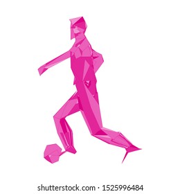 Soccer player kicking ball. Vector illustration