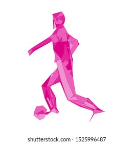 Soccer player kicking ball. Vector illustration