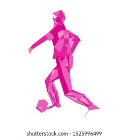 Soccer player kicking ball. Vector illustration